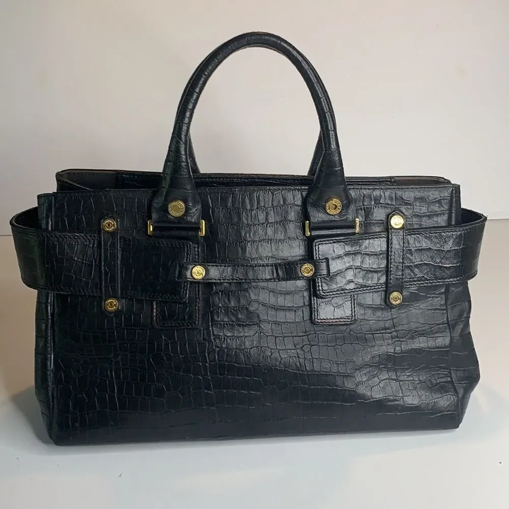 Samantha Thavasa black textured leather satchel